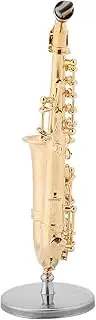 Miniature Brass Alto Saxophone Replica with Stand and Case Gold Plated Instrument Model Ornaments for Music Room Decor