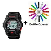 Casio G-Shock Digital Mens Black Tide Graph Watch G-7900-1DR Bottle Opener Bundle
