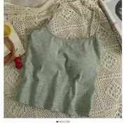 Plain Cami Top with Pads in 5 Colors Light Gray - One Size