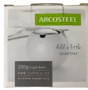 Arcosteel Sugar Bowl 250g With Lid, Kitchen Essentials Porcelain