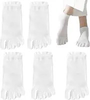 [PTJJXA] 5 Pairs Women's Toe Socks 35-42, Non-Slip Socks Print with Heel Tab, Breathable Five Finger Socks, Flip Flop Socks, Compression Socks, Short Socks, Sports Socks, All Seasons