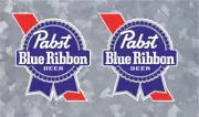 2" wide x 3" tall - Pabst Blue Ribbon Logo Vinyl Decals - US Seller