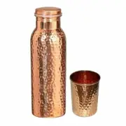 Copper Water Bottle Hammered Vacuum Flask 950 ML with 1 Tumber Health Benefits