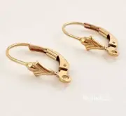 10 Leverback 14kYellow gold filled Fleur De Lis lever back earring ear wire E08g