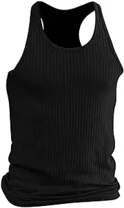 [Generic] Men's Summer Sleeveless Knitted Vest Vertical Stripe Fitness Undershirts Sport Tank Tops Cotton Singlet Crewneck Muscle for Men Gym Workout Fitness Bodybuilding Running M-5XL