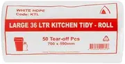 Large 36L White HDPE Tidy Liners Roll - Dimensions (590 × 700 mm) - Office & Kitchen Tidy Liners - Ideal for Large Waste Bin - Easy to Dispose - 20 x 50 pcs/roll, 1000 pcs/carton