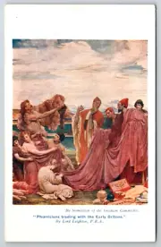 c1960s Postcard Phoenicians Trading Early Britons Lord Leighton London Chrome