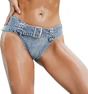 [Dxyufazhe] Women's Sexy Beach Shorts Stretch Low Rise Mini Denim Shorts Hot Pants Clubwear