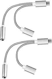 SHINEOFI 2Pcs Type and Charging Adapters Lightweight Earphone Converters for Music and Charging Compatible with Type C Devices Practical Design for Easy Use