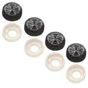 4 Black Custom License Plate Frame Screw Snap Caps Covers White Iron Cross Blk