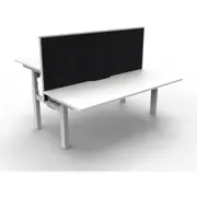 RAPIDLINE NEW PARAMOUNT BACK TO BACK ELECTRIC HEIGHT ADJUSTABLE WORKSTATION With Screen 2 Person W1500 x D1530 x H655-1259mm Natural White/White