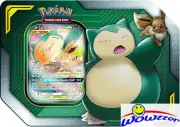 POKEMON TCG Tag Team Sealed Tin Eevee & Snorlax GX-4 Booster Packs, GX Foil Card