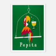 Galrie Herbert Leupin's Pepita Vintage Art Print - Colorful Mid-Century Decor, White Frame, A0 84 x 119cm (33 x 47inch)