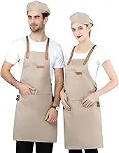 Yamibobo Denim Kitchen Apron, Chef Apron Cooking Apron Server Apron with Adjustable Straps and 3 Pockets for Women Men