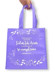 Bolsa Tote Bag Lila Pon en Manos del Se�or