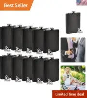 8 oz Powder Coated Stainless Steel Hip Flask w/Funnel - Wedding Party - Groom...