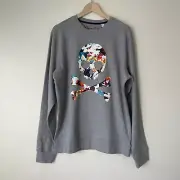 Robert Graham Men's Knockout Grey Skull Long Sleeve Shirt Large NWT