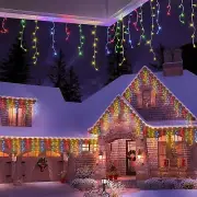 Icicle Lights 300 LEDs 33ft 8 Modes Curtain Fairy Light with 50 Drops Multicolor