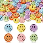 JarThenaAMCS 60Pcs Boho Happy Face Erasers 6 Pastel Color Smile Face Erasers for Back to School Party Classroom Stationery Supplies