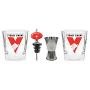 Sydney Swans AFL Set of 2 Spirit Glasses Jigger and Pourer Gift Pack