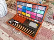 Wooden Box With Print Of Water Lilies by Monet Watercolor Painting Art Kit