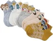 Kisangel 5pairs Breathable Mesh Socks Cartoon Thin Cotton Socks for Spring Antiskid Design for Toddlers Years Soft Skin-Friendly Cute Stylish