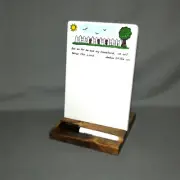 Hand Crafted Ceramic Dry Erase Whiteboard with Wood Stand, Kitchen Memo Board