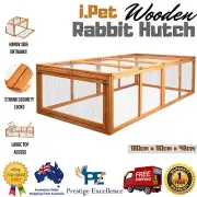 Wooden Rabbit Hutch Chicken Coop Cage Wire Mesh Large Hen Chook Run House i.Pet