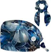 [YTYVAGT] Scrub Caps Women,Scrub Hats Suitable for Women,Christmas Stars Snowflakes Snowman