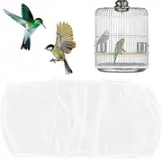 Asofelk 1PCS White Bird Cage Seed Catcher, Adjustable White Seed Catcher Guard Net Cover, Reusable-Parakeet Cage Cover, Bird Cage Seed Catcher for Round Square Cages (Circumference:120-180 CM)