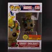 Funko Pop Marvel Holiday Groot GITD Lights Figure w/ Protector SPECIAL EDITION