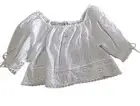 NWT American Eagle XS White Peasant Blouse Embroidered Off-Shoulder Boho Top