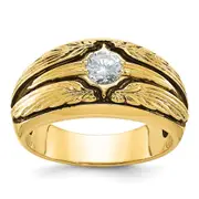 14k Yellow Gold with Black Rhodium Men's 1/2 carat Diamond Ring Mounting
