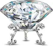 60mm(2.36 in) Large Crystal Diamond Paperweight with Stand Jewels Wedding Decorations Centerpieces Home Decor (60mm, Clear)