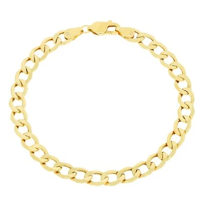 10K Yellow Gold 6.5mm Mens Cuban Link Curb Chain Bracelet Italian Made 9"