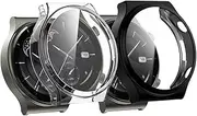 Turnwin intended for Huawei GT2 Pro Screen Protector Case, Electroplating Full of Cover Soft Flexible TPU Silicone Shock-Proof and Scratch-Resistant Protector Cover Case intended for Huawei GT2 Pro Bands Smartwatch (Black,Clear)