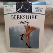 BERKSHIRE QUEEN SILKY SHEER CONTROL TOP PANTYHOSE REINFORCED TOE OFF BLACK