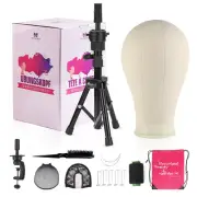 23 Inch Wig HeadWig Stand Tripod with HeadCanvas Wig Head Stand with Mannequin