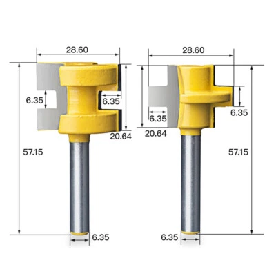 2pc Mini Tongue and Groove Router Bit Set - 1/4" Shank