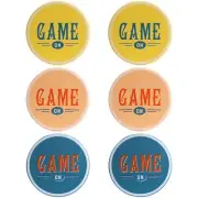 Wanda June Home Game On 6 Piece Stoneware Coaster Set in Assorted Colors