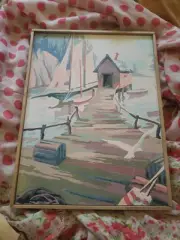 Paint By Numbers Style, Wood Framed Sailboat Print