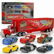 7pcs Cars 2 Lightning Mcqueen Racer Car&Mack Truck Set Presents