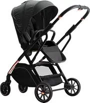 Destiny Black Convertible 2in1 Aluminium Alloy Pram Stroller Bassinet, Stroller Bag, Inner Cushion Included