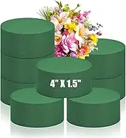 8Pcs Round Floral Foam Blocks, Each Block 4" X 1.5" Green Wet Dry Flower Foam for Fresh and Artificial Flowers, Plant Foam Wedding for Garden Decor DIY Craft, Party Decoration, Flower Arrangements