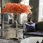 Luxury Ostrich Feather Floor Lamp, Elegant Resin LED Lamp for Bedroom, Home, Office and Hallway, Dimmable Reading Lamp with Adjustable Brightness.