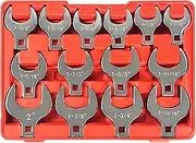 C&T 14-Piece 1/2” Drive Jumbo Crowfoot Wrench Set, SAE Sizes from 1-1/16" to 2" with Storage Tray,Chrome Vanadium Steel and Fully Polished Chrome Finished