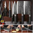 Laser Damascus Kitchen Cooking Knives Scissors Sharpening Rod Chef Knife Set
