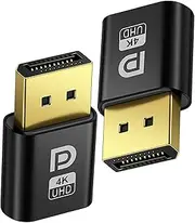 tunghey 2Pack 4K DisplayPort Display Emulator EDID Emulator Plug, 4K DP Dummy Plug Headless Display Adapter Support 3840 * 2160@60HZ Compatible with Lin-UX, XP, Windows, Ma-c OS