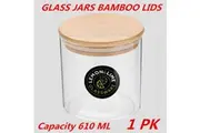1 x Glass Jar Food Storage Bottles Sealed Cans Bamboo Lid Air Tight Container 610ml