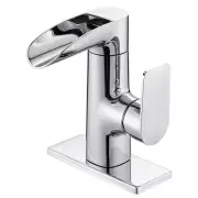 Waterfall Single Handle Single Hole Bathroom Faucet in Chrome